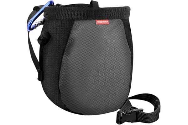 MoKo Sac Magnésie pour Escalade, Sac de Craie avec Ceinture Réglable et Poche Arrière Zippée, Sac Poudre de Magnésium pour Haltérophilie/Gymnastique/Alpinisme