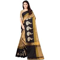 DHRUVI TRENDZ Women's Banarasi Cotton Silk Saree With Blouse Piece