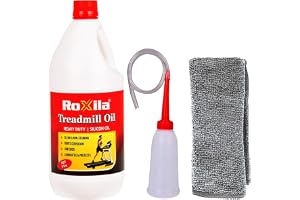 Roxila Pure Silicone Treadmill Lubricant Oil (1 Litre) High Viscosity with Oil Dispenser & Microfiber Cloth for Smooth Belt Performance and Extended Treadmill Life