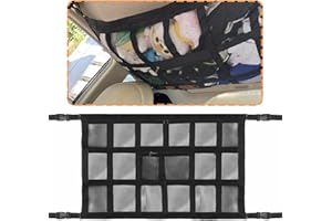 ‎GOLDOARS GoldOars Auto Gepäcknetz Autodach, 78.5cm X 53cm Gepäcknetz Auto für Aufbewahrung, Netztasche Auto Mit Vier Dach Armlehnen für SUV, Jeep, Van aus Polyester
