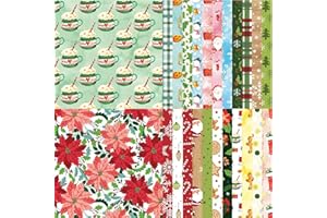 JODSEN 48 Sheets Christmas Pattern Paper Set 24 Designs Decoupage Papers Kit Single-Sided Colorful Christmas Pattern Decorative Craft Papers Scrapbooking Supplies DIY Gift Wrapping Paper (B Style, 6x6in)