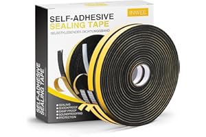 Inwee Samoprzylepna taśma uszczelniająca, z pianki,12 mm x 3 mm,samoprzylepna guma porowata,do okien, odporna na warunki atmosferyczne, kolizję, izolacja akustyczna,2 Rolki 16 m(2 x 8 m)