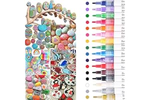 BEAGER Acrylstifte für Steine, 16 Farben Wasserfest Permanent Marker Steine Bemalen Stifte Acrylfarben Stifte für Leinwand Leder Papier Glas Holz Kunststoff Keramik Metall Kinder DIY Fotoalbum
