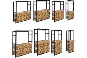 Lospitch Scaffale per legna da ardere, in acciaio, disponibili in 8 misure a scelta, robusto, in metallo nero, trattamento antiruggine, dimensioni: (P x L x A) 25 x 100 x 100 cm