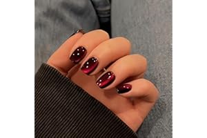 Wine Red Cat Eye Press on Nails Short Square, SXVME Glitter Glue on Nails Sparkly Shiny Fake Nail Press on With Design, Cute Bling Extra Short Coffin False Nail for Women Christmas Holiday 30 Pcs