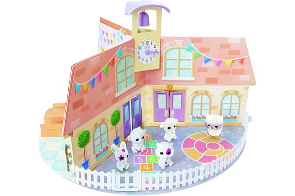 TOMY - Fuzzikins à Colorier et Leur École à Personnaliser E72920, Coloriage Enfant Effaçable, Figurines Animaux, Jouet Créatif pour Enfants de 4 ans+