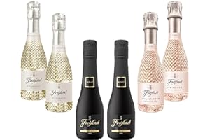 Freixenet Prosecco, Cordon Negro & Italian Rose Wine Giftset - Pack of 6x20cl - 2 of Each Mini Prosecco Bottles with Topline Card. Prosecco Gifts for Women, Weddings, Birthday Party.