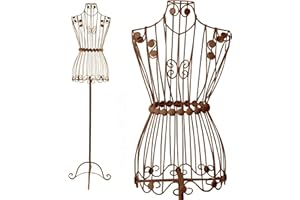 PrimoLiving Maniquí de sastre de metal "Bella Donna" en marrón - Busto de maniquí decorativo aspecto vintage Maniquí de mujer para utilizar como busto decorativo o perchero P-00663