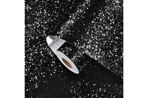 Yullpaper Samoprzylepna tapeta z czarnym brokatem do salonu, samoprzylepny tył, plastikowa rolka, odklej i przyklej, tapeta do sypialni dziecięcej, winylowa folia na meble, brokat, rolka papieru