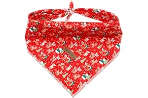 Lionheart glory Hundehalstuch 1 Päckchen waschbar weiche Baumwolle Weihnachten Lätzchen Schal, einstellbar Kerchief Quadratische Hund Halstücher für kleine Hunde Rot Halstücher