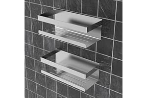 UUlioyer Duschablage ohne Bohren, Duschregal aus Edelstahl SUS304, 2 Stück Badezimmer Regal Organizer, Shampoo Duschgel Halterung für Dusche, Silber