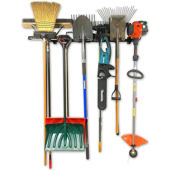 Tool Storage Shovel, Rake And Tool Holder With Hooks- Wall Mounted