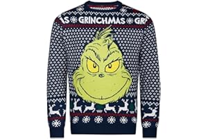 Ex UK Store Mens Grinch Christmas Jumper Novelty Festive Xmas Top Black Navy S to XXL New