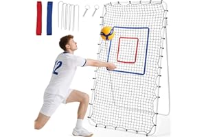 AMAZING TOUR Volleyball Rebounder Net 7x4 ft – Adjustable Bounce Back Training Equipment Softball Rebounder Net for Practicing Spiking Bumping, Multi-Person Lacrosse, Baseball, Football Practicing – White