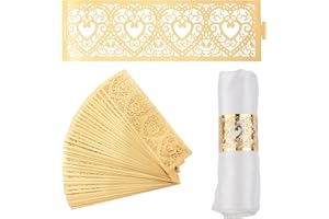 URROMA Anneaux de Serviette, 50 pièces Boucle de Serviette réfléchissante en Forme de cœur Creux en Or pour la décoration de Table Lors de la Saint-Valentin, de l'Action de grâce