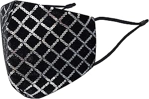 The Spirit Store Stoffmaske Mund und Nasenschutz Glitzer Pailletten Glänzend | Stoff-Maske Motiv Schwarz | Waschbar Wiederverwendbar Baumwolle (1 x 1 Einheit)