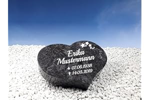 GRABSTEIN-GESTALTUNG.DE Grabstein Herz Bahama Blue 40x30x7 cm inklusive Gravur