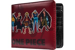 One Piece Portefeuille Garçon Homme et Ado, Porte Cartes en Similicuir, Porte Monnaie et Billets, Accessoires Manga Anime (Bourgogne)