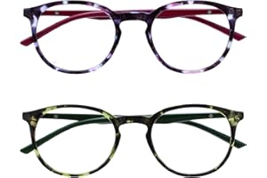 OPULIZE Met Lesebrille 2er Pack Schlank Runder Rahmen Federscharniere Kratzfest Lila Grün Herren Damen RR60-56 +1.00