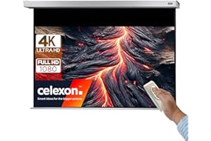celexon Professional Plus Electric screen 125" | 280x158 cm 16:9 | Electric 4K, Full-HD presentation screen for your home cinema projector | for ceiling/wall mounting | with remote control