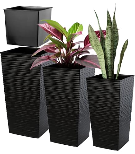 KADAX Top Flower Pentola in plastica, 9 colori, vaso di fiori con motivi in pizzo, protezione della pentola di fiori ufficio, pentola, guscio da giardino, pub di fiori (? 12 cm, alto