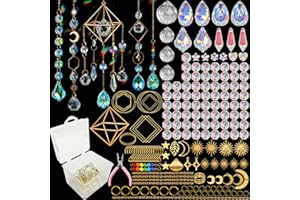 VEEKAY 400 Pièces Kits de Fabrication de Attrape-Soleil,DIY Cristal Suncatchers,Pendentif Cristal à Suspendre Attrape-Lumière,pour décoration de fenêtre,décoration de jardin,avec crochet de suspension
