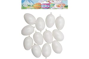 Idena 734581 - Kunststoffeier, 12er Pack, Größe 6 cm, Weiß, Eier, Ostern, Basteln, Dekoration, Osterei, Osterhase, Nest