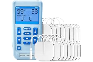 MEDFIT Máquina TENS combinada con estimulador muscular, TENS recargable de doble canal fácil de usar con 24 programas preestablecidos y ajustable manualmente para aliviar el dolor y reeducación muscular