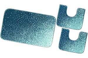 emmevi Tappeto Bagno Set 3 Pezzi Parure Morbido Girowater Assorbente Shaggy Retro Antiscivolo MOD.Ibisco (A) Set 3 Pezzi Rosso