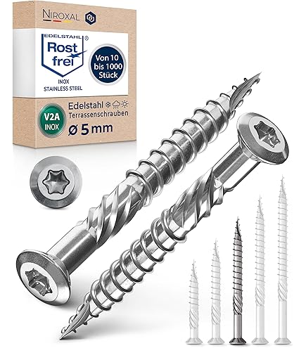 My Plast Terrassenschrauben 5x60mm - 100 Stück Edelstahl C1 Für Holzterrassen