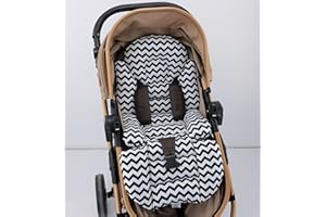 Pushchair/Stroller Cushion- Pram Accessories -Seat Liner -Umay Baby 100% Cotton Cover (Black Zig Zag)