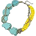 Bocar Personalized Big Statement Turquoise Chunky Necklace for Women Gifts