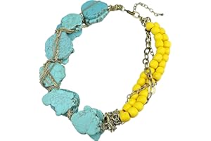 Bocar Personalized Big Statement Turquoise Chunky Necklace for Women Gifts