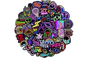 MARSFORCE Graffiti Néon vinyle imperméable autocollant pour ordinateur portable bagages de voyage valise bouteille d'eau skateboard vélo voiture pare - chocs casque guitare jouet scrapbooking [50pcs]