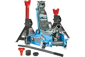 STIX Gato hidráulico con soportes de apoyo – Gato hidráulico de 2,5 T + soporte de apoyo 3T, estable y seguro, para taller y garaje