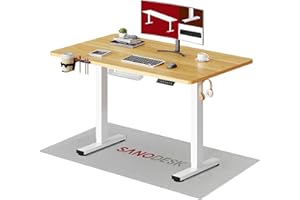 ‎SANODESK SANODESK Höhenverstellbarer Schreibtisch 110×54 cm – Kompakter Standing Desk mit praktischem Zubehör, ideal für kleine Räume, leise & sicher mit Anti-Kollisions-Schutz(ahorn)