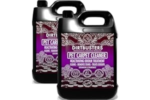 Dirtbusters Nettoyant pour tapis à animaux 5 litres. Shampooing professionnel pour moquettes avec traitement réactivateur d’odeurs, neutralise les odeurs d’animaux, 10 KG