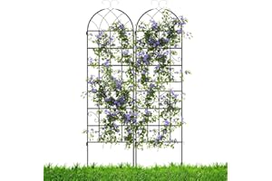 HOMASIS Traliccio per Rampicanti di 2 Pezzi, Pannelli Decorativi per Recinzione da Giardino in Metallo, Graticcio per Piante Rampicanti, Grigliato Divisorio Decorativo, 50x220 cm, Nero