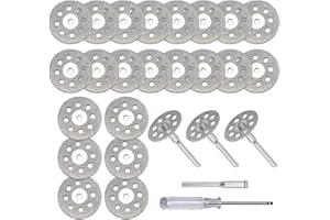 Uryxery 20 Stück Diamant Trennscheiben (22mm) für Dremel Rotationswerkzeug Zubehör, Mini Trennscheiben Set mit 4 Spannzangen und Schraubendreher für Metall, Glas, Keramik und DIY Projekte