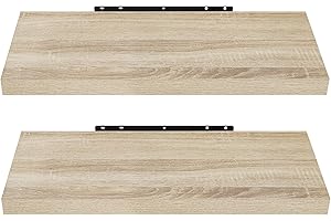 EUGAD Étagère Murale Lot de 2 étagères tablettes Style Moderne en Bois,50x22,9x3,8cm Sonoma Chêne 0091QJ-2