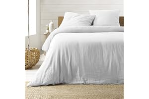 Douceur d'Intérieur, 3-częściowy zestaw 260 x 240 cm podwójna gaza bawełna angelia biała, 100% bawełna twin XL