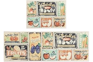 Carvapet 2 Pieces Kitchen Mat Rug Non Slip Washable Kitchen Floor Mat Country Rustic Style Runner Rug Set(Multicolor)