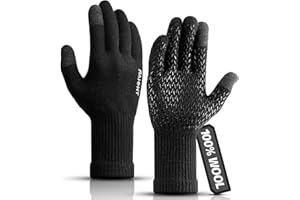 Rahhint Merino Wool Thermal Winter Gloves for Men Women, Touch Screen Gloves Anti-Slip Gloves with Napping Lining Keep Hand Warm Soft Gift