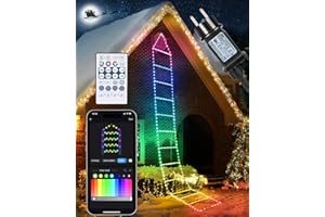 iShabao Lumières de Noël Extérieur, Guirlande Lumières en Échelle avec Synchroniser de Musique Changement Couleur, Guirlande lumineuse intelligente RGB pour Intérieur, Fête, Decoration Noel