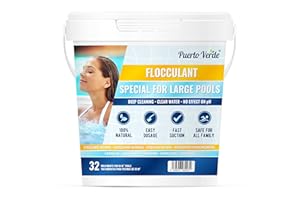 Puerto Verde • Floculant Naturel 32 Traitements. Clarifiant pour Les Grandes Piscines et Les Spas. Éliminateur de Turbidité pour Une Eau Cristalline. Format Granulé à Utilisation Sûre.