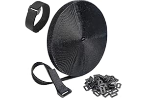 GUIGA fascette per cavi, chiusura a gancio e ad anello, riutilizzabili, in nylon, in rotolo con chiusura a gancio e ad anello, per la conservazione dei cavi, libere di tagliare (5M)