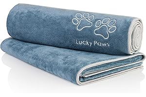 Lucky Paws® Hundehandtuch - 140x70cm XL Hundehandtuch extra saugfähig - schnell trocknend, luxuriös weiches Hunde Handtuch Hundebesitzer und Hunde Zubehör (2er-Pack, Petrolblau)