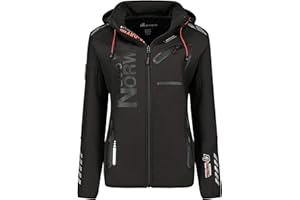 GEO NORWAY REINE LADY - Veste Softshell Femme Impermeable - Jacket Chaud À Capuche Outdoor - Blouson Zippées Coupe Vent Resistant Hiver - Activites En Exterieur Randonnée