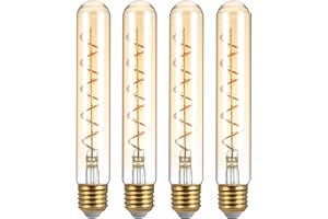 TEKLED® T30 Filament Vintage LED Bulbs | 185mm Tubular E27 Edison Screw | Energy Saving 4W Light Bulb 20W Equivalent | NONDIMMABLE Amber 2500K 230LM | 4-Pack | Warm White