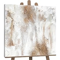 YS-Art Handgemaltes Acrylgemälde Auf Leinwand – Abstrakter Stammbaum, 90x90 Cm, Weiß/grau, Mit Echtheitszertifikat